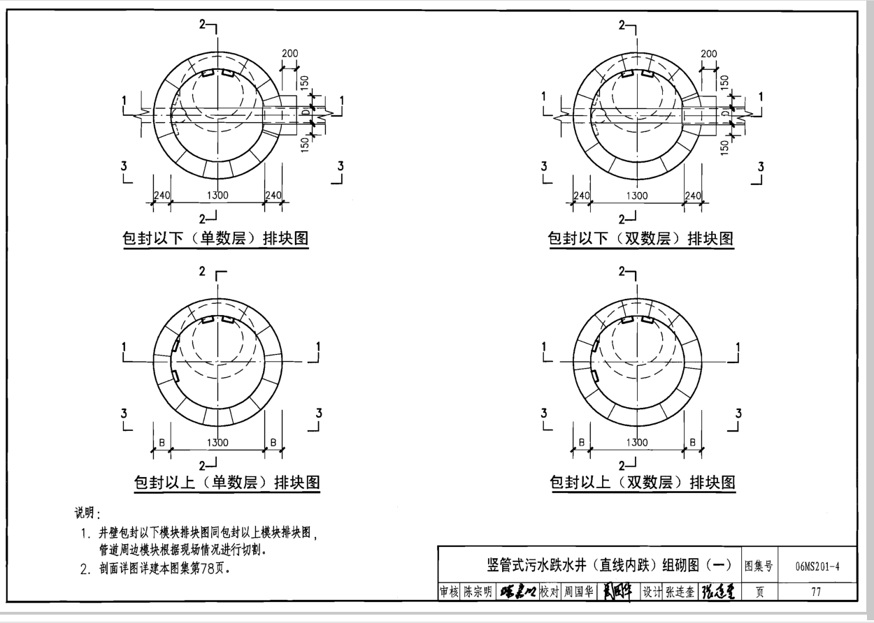 这两种竖管式污水跌水井直线内跌组砌图什么意思有点看不明白