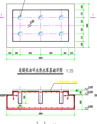 这种设备基础每个面都有钢筋怎么布置