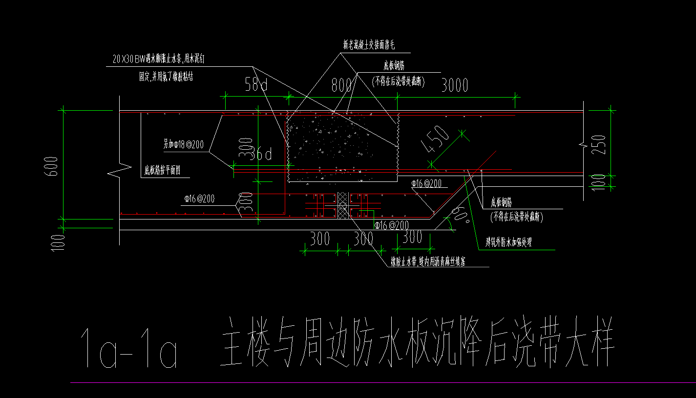 这种沉降后浇带要怎么处理,注防水板和筏板的交接处