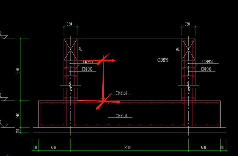 兩邊的牆體用剪力牆構建做的,底下500高的基礎用的獨立基礎-服務新