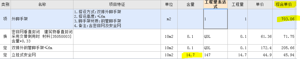 综合单价不