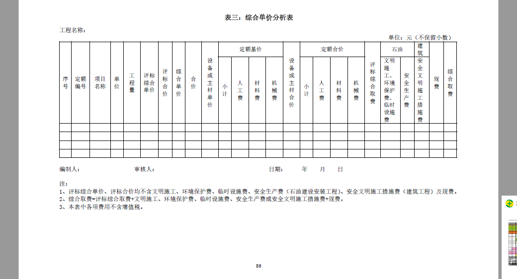 综合单价分析