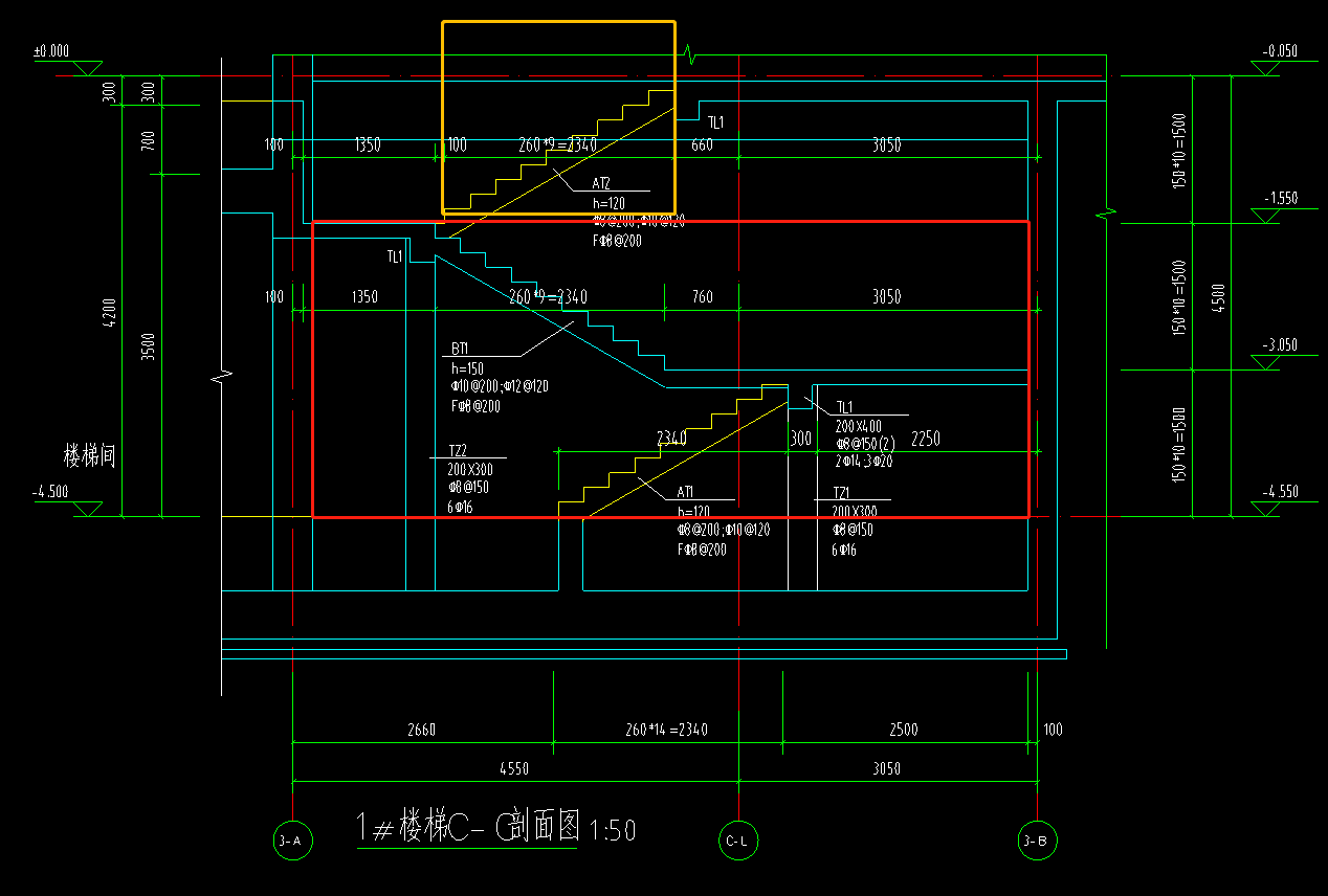 楼梯投影面积计算