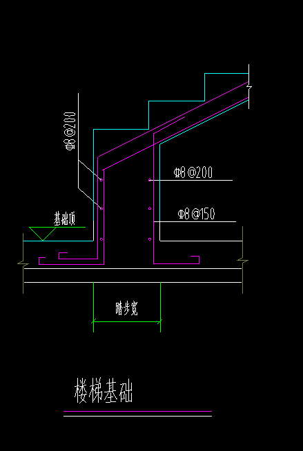 这个楼梯基础怎么画地基是筏板基础