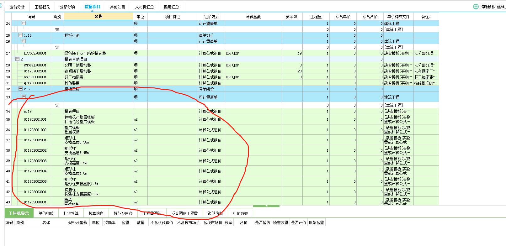 措施项