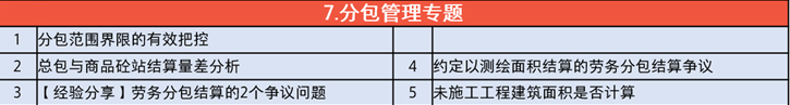 Z3造价课分包管理专题课程目录