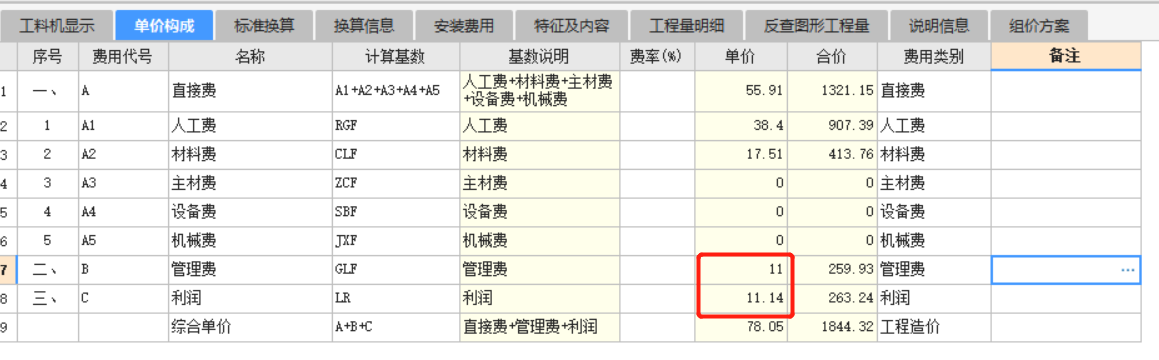 子目价格