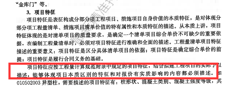 项目特征