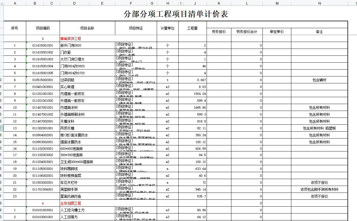 清单综合单价
