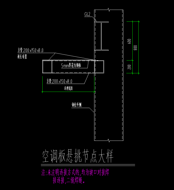 请问钢结构空调板(内外通长方钢,中间方钢垂直于通长方钢彼此焊接)该