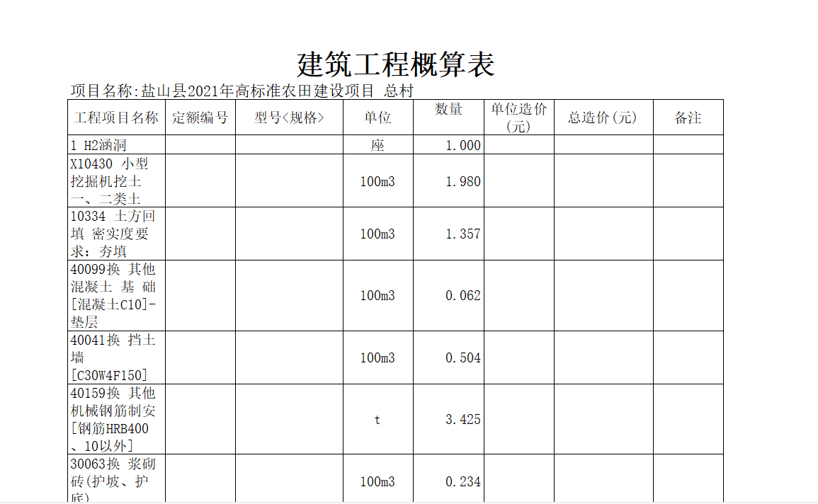 招标清单