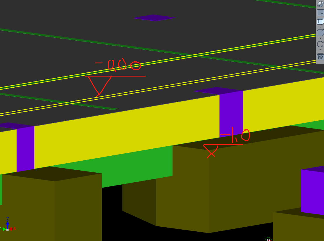 黄色为梁垫绿色是基础梁, 那我这个一层底板是筏板