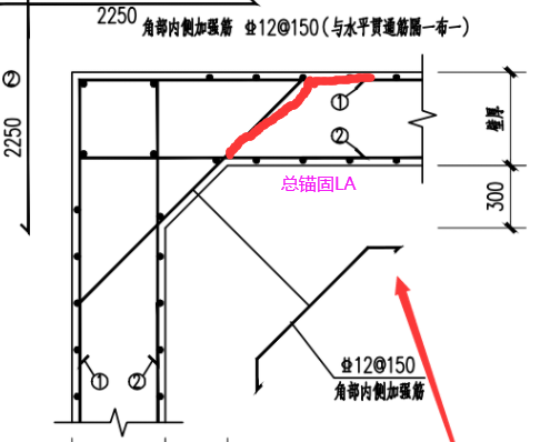 水池转角附加筋锚固长度:这个钢筋锚固长度怎么算啊