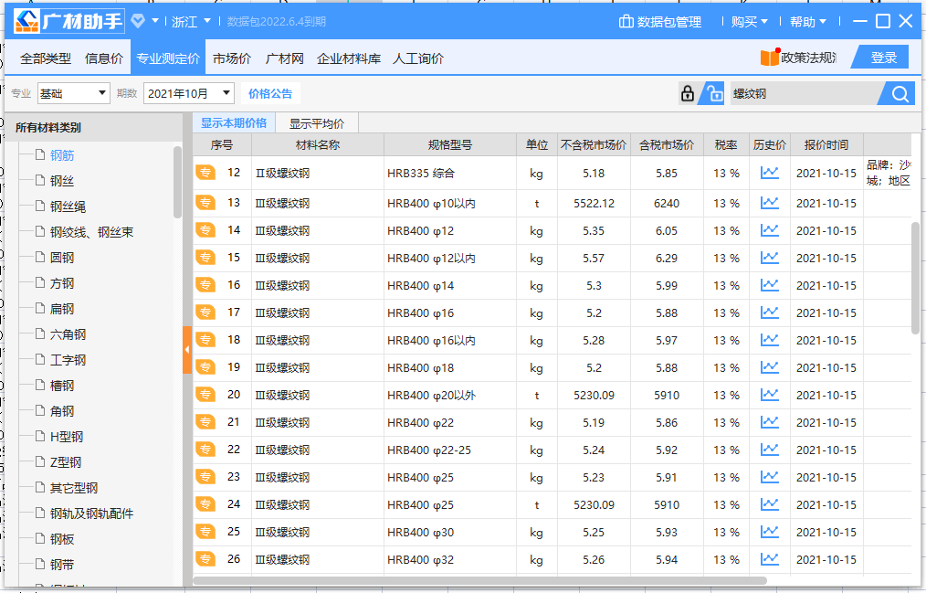 钢筋的价格