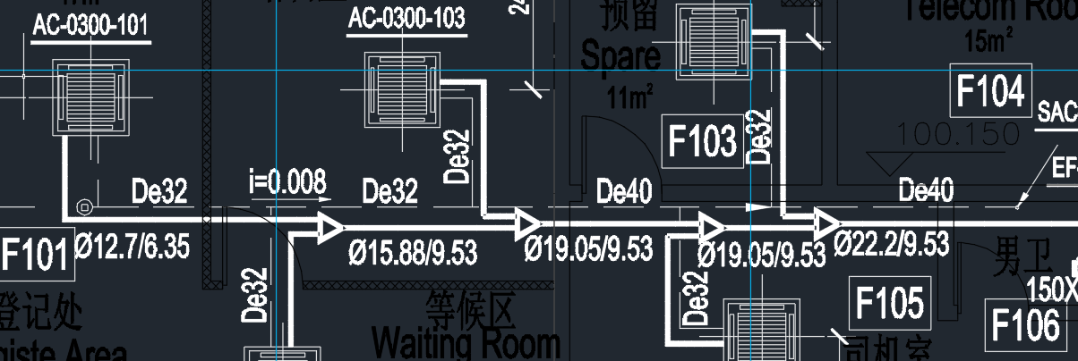 ①Ф127635是什么②这是空调的冷媒管吗因为风管好像不这么画求解