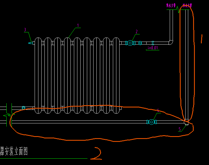 立管为dn20,接散热器支管为dn15,图上标注的连接散