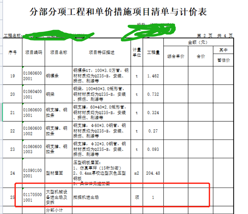 清单子项