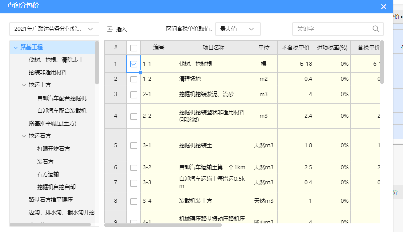 分包指导价