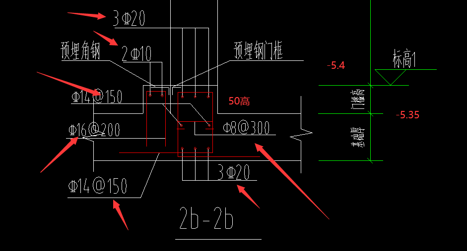 人防门框墙下部构造如图所示，门槛高只有50公分，那我需要配置下面这些钢筋吗？-服务新干线答疑解惑