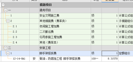 措施项