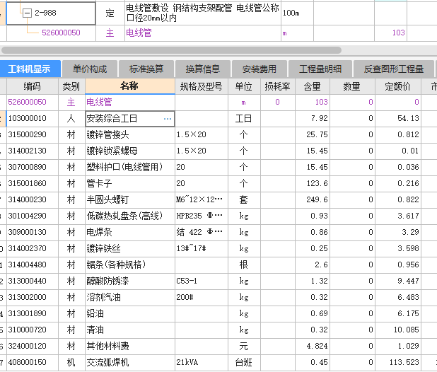 工料机分析