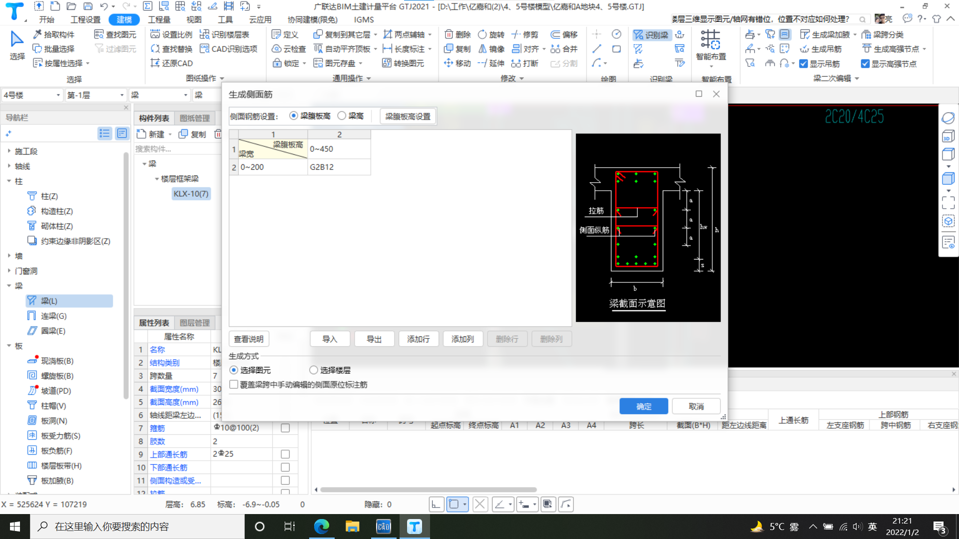 梁侧面