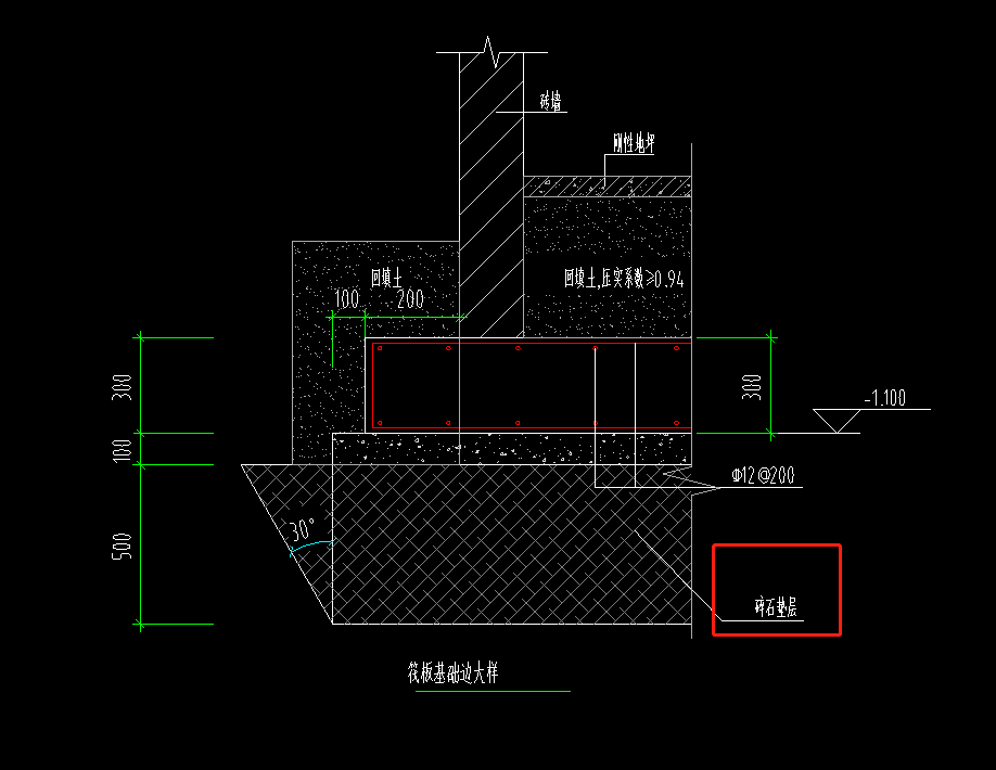筏板下500厚的碎石垫层求计算式