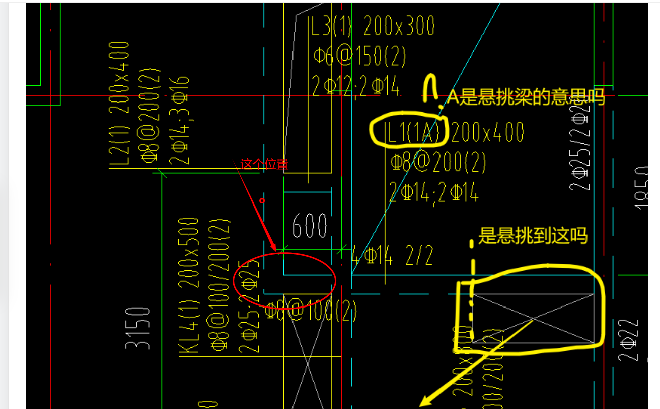 a是懸挑梁的意思嗎,懸挑到哪裡,矩形方框裡打個x是啥意思-答疑解惑