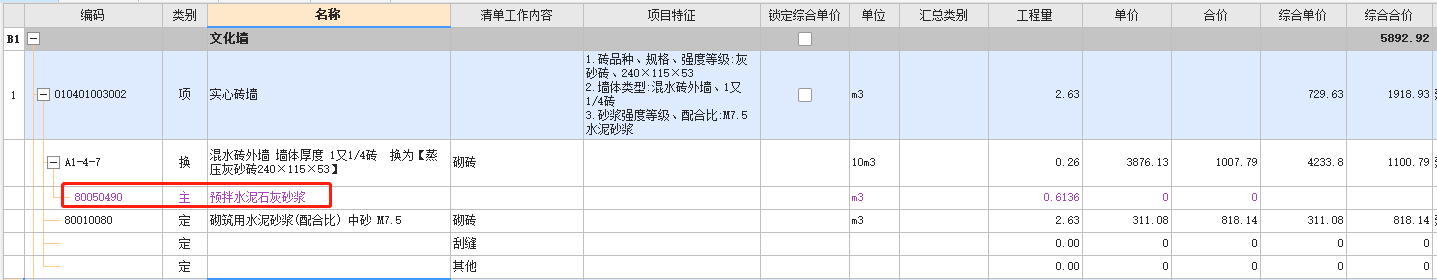 项目特征