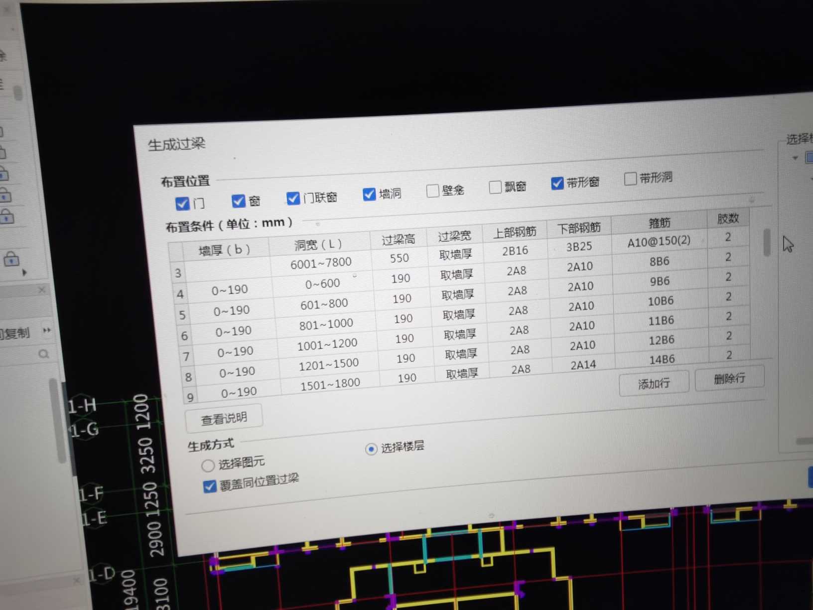過(guò)梁表