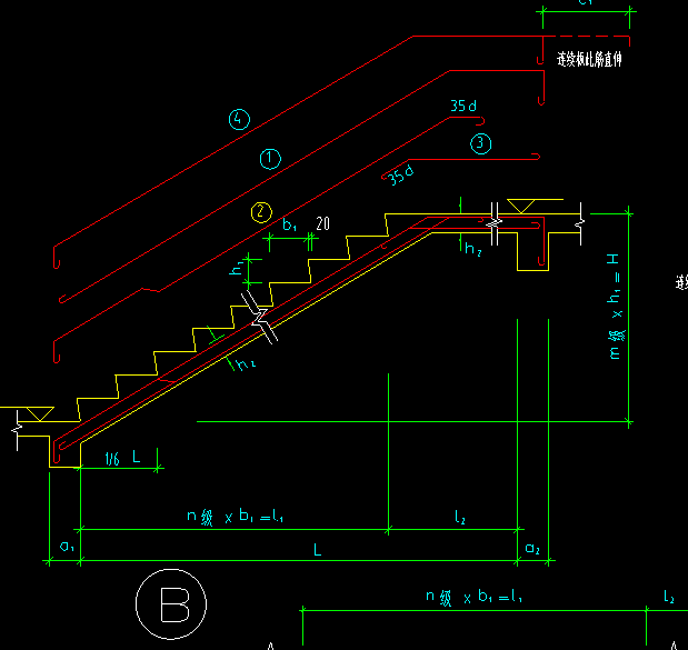请问有平台的梯段应如何绘制