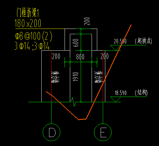 这么门框垂直折梁怎么画出来,求指教!