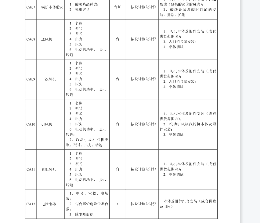 电力建设工程工程量清单