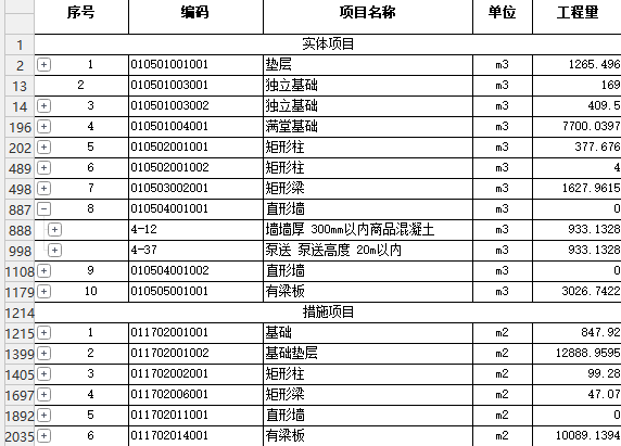 显示工程量