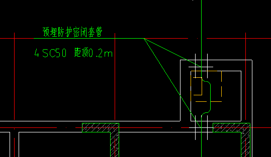 请问:图纸中的人防密闭套管不是2处吗?图纸上标注4sc50是什么意思呀?