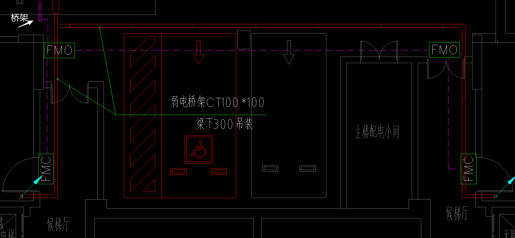 下圖中常開防火門fm0和常閉防火門fmc是怎麼接線的分別連線至橋架嗎