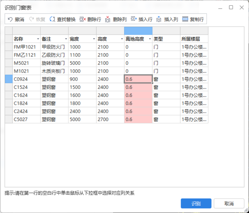 門(mén)窗表