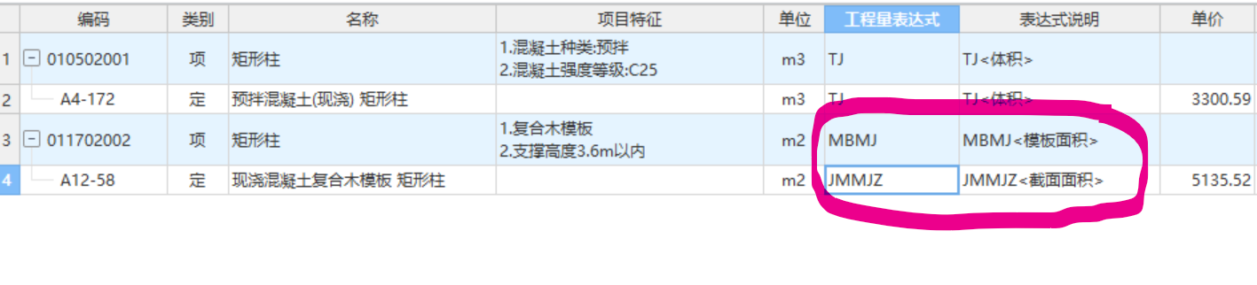 程量表达式