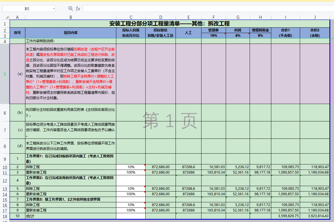 综合单价不