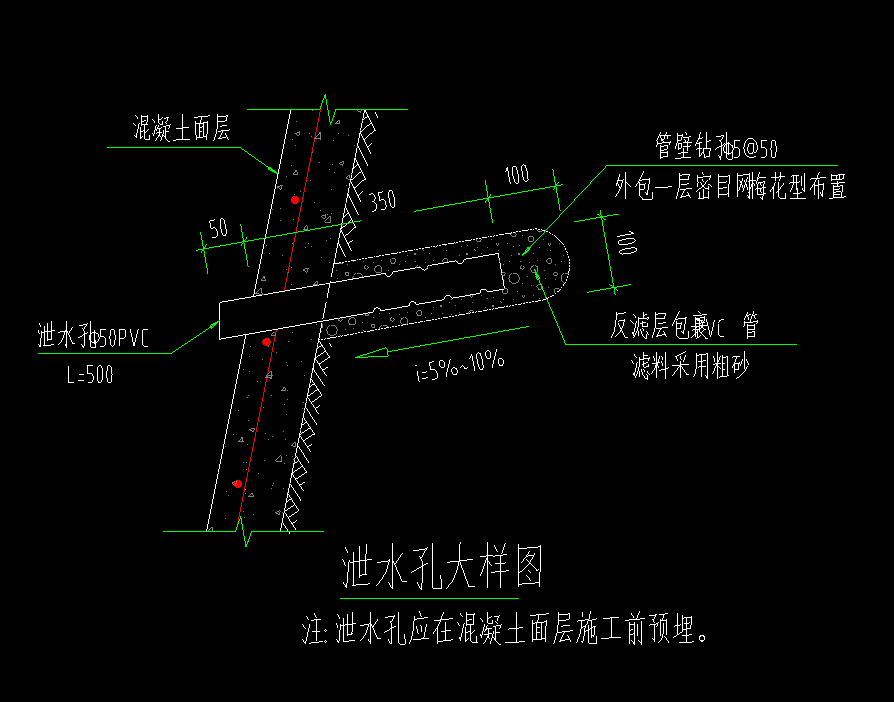 梅花布置泄水孔间距2m图片