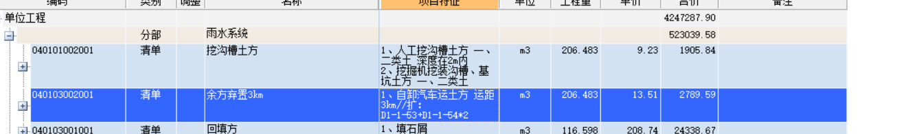 清单描述