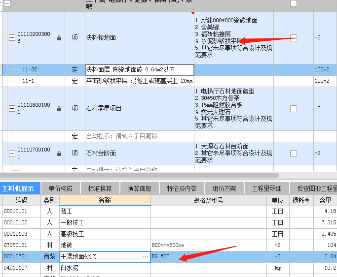 项目特征