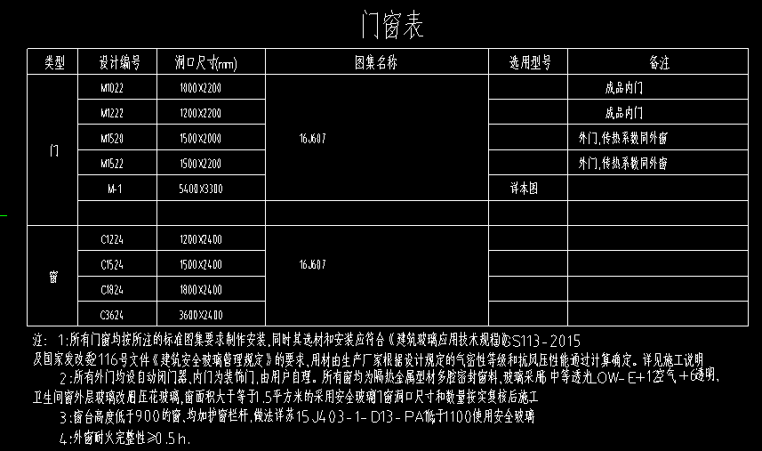 门窗表