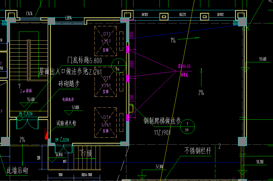 屋顶电梯机房平面图图片