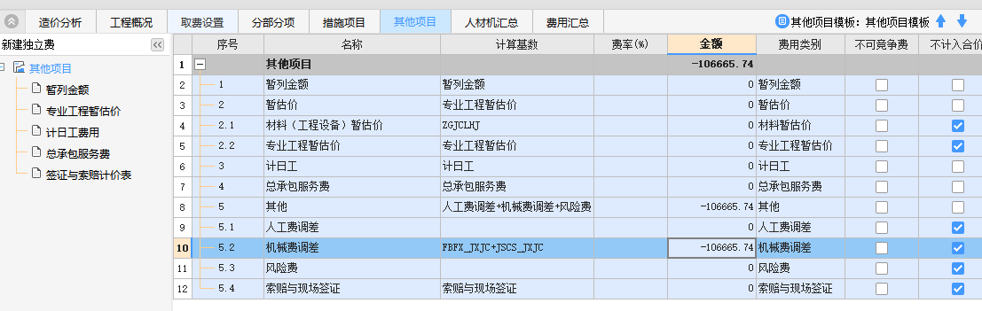 综合单价不