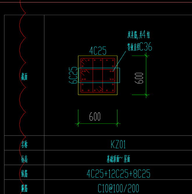 柱子的双并筋大样图能识别出来吗