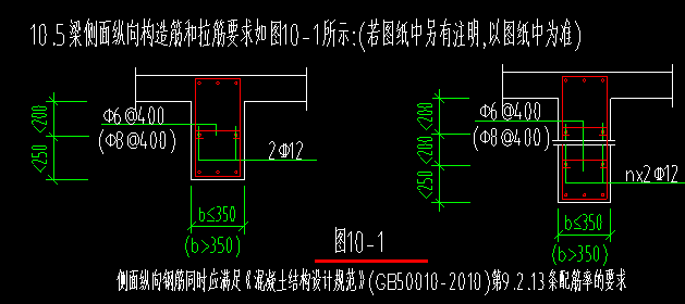 梁侧面纵向构造筋和拉筋