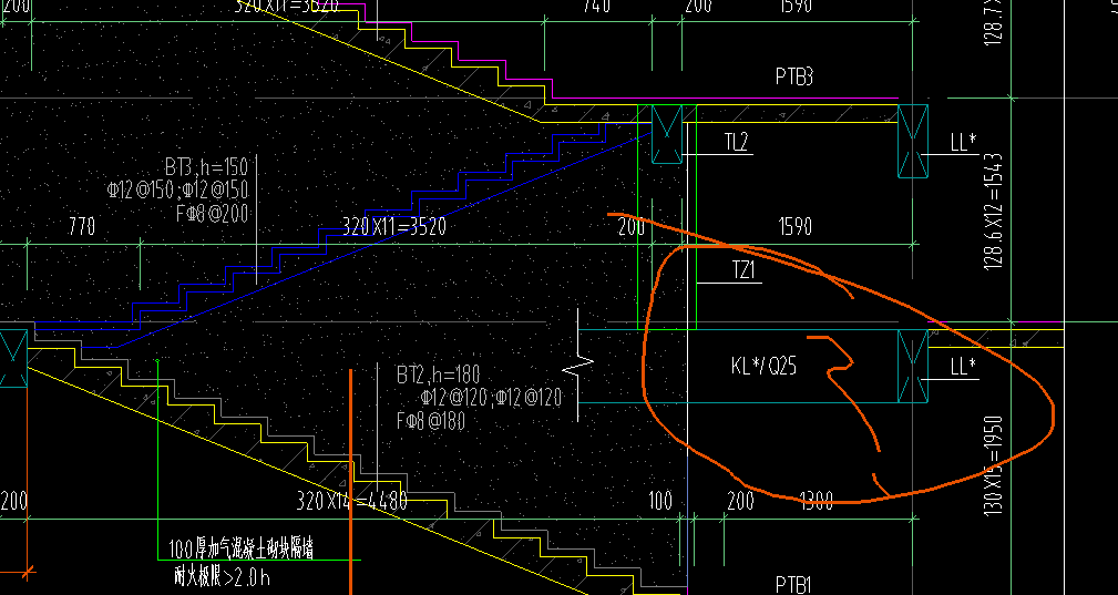 這個樓梯剖面圖中的klq25什麼意思廣聯大中怎麼處理