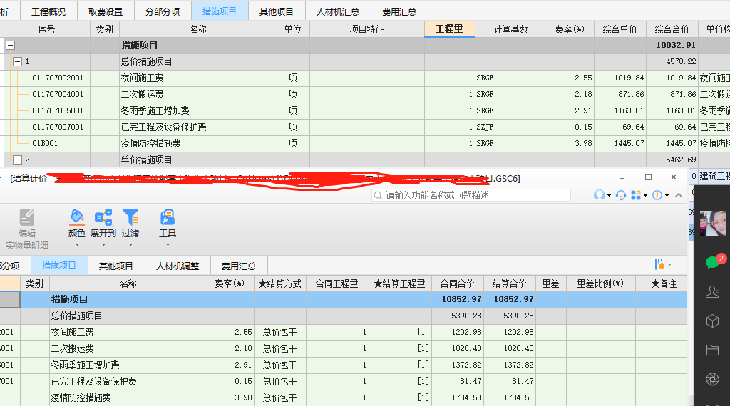 措施项