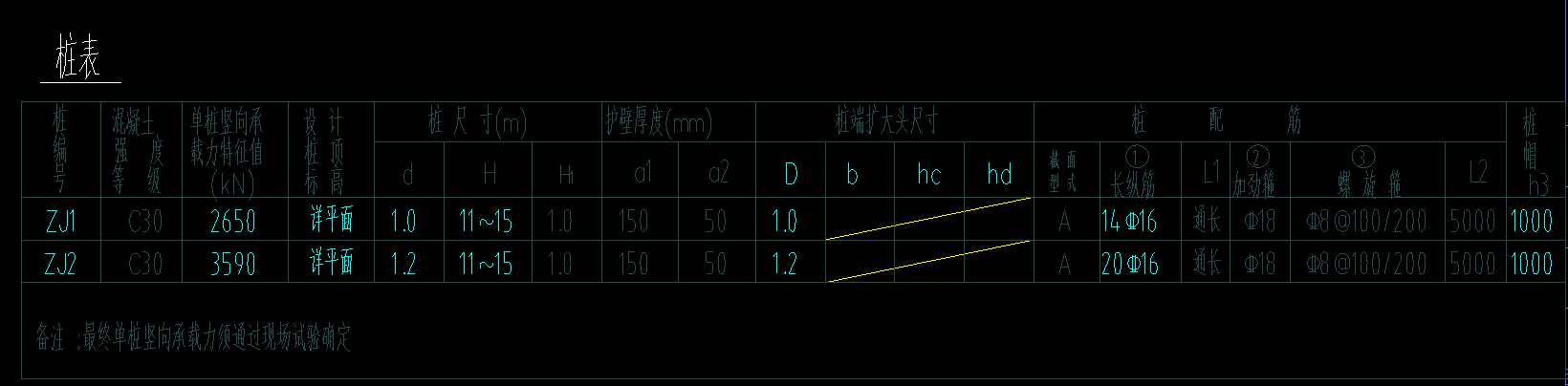 桩表
